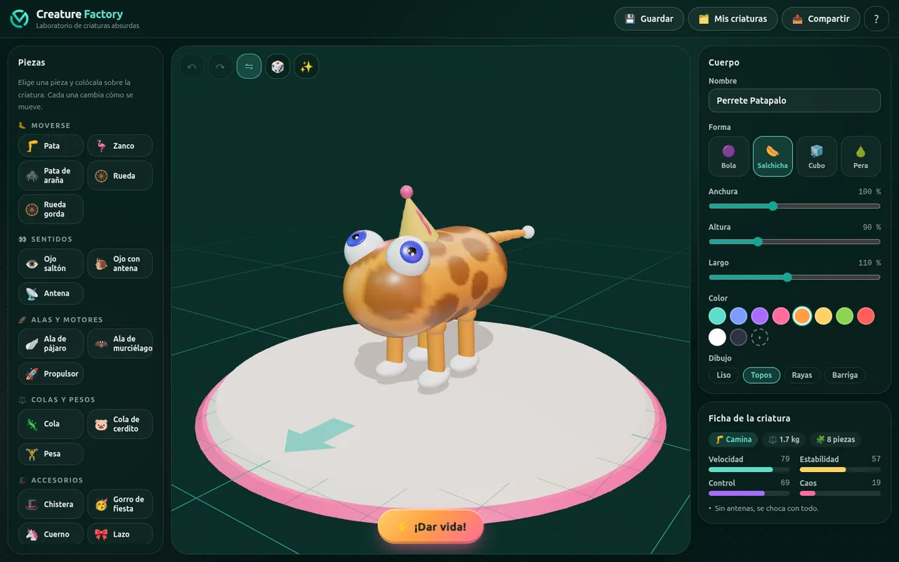 Creature Factory: The lab: putting a creature together