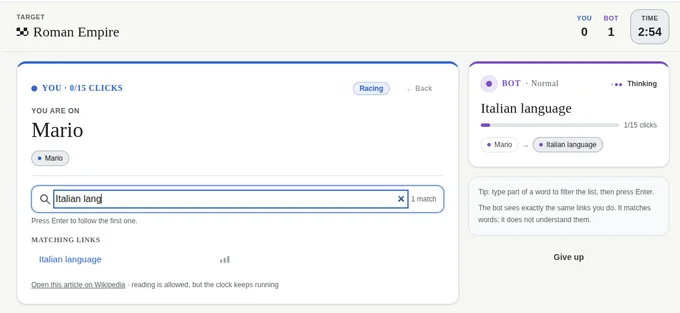 WikiRace: Mid-race: filtering links